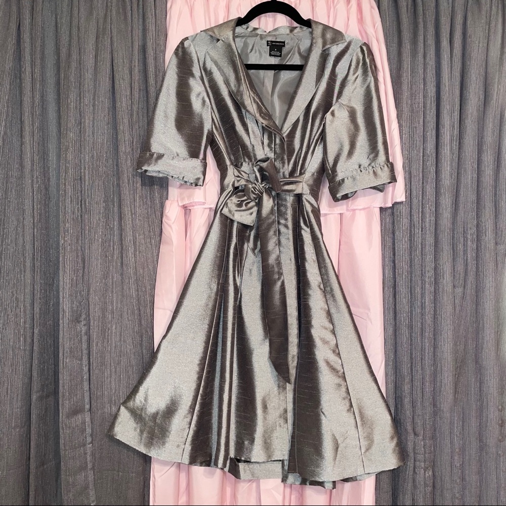 Grey Metallic Midi Dress